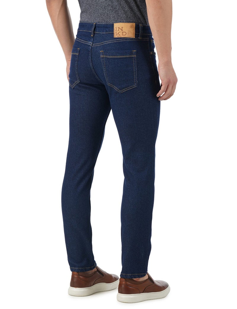 inkd جينز رجالي عادي - متوسط الارتفاع | مزيج القطن | قماش قابل للتمدد | تصميم كلاسيك 5 بوكت - Image 3